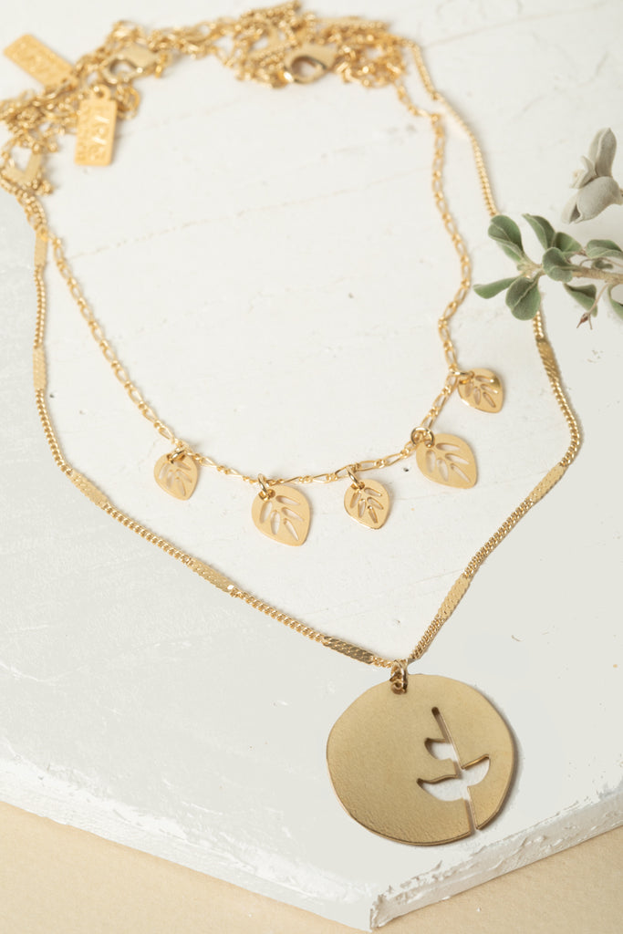 סט 2 שרשראות: מונסטרה וגבעול  | מספר התליונים לבחירתך